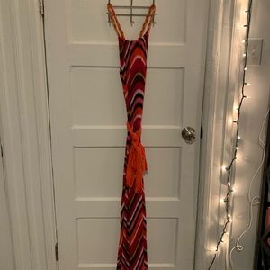 Maxi length colorful beach cover up dress